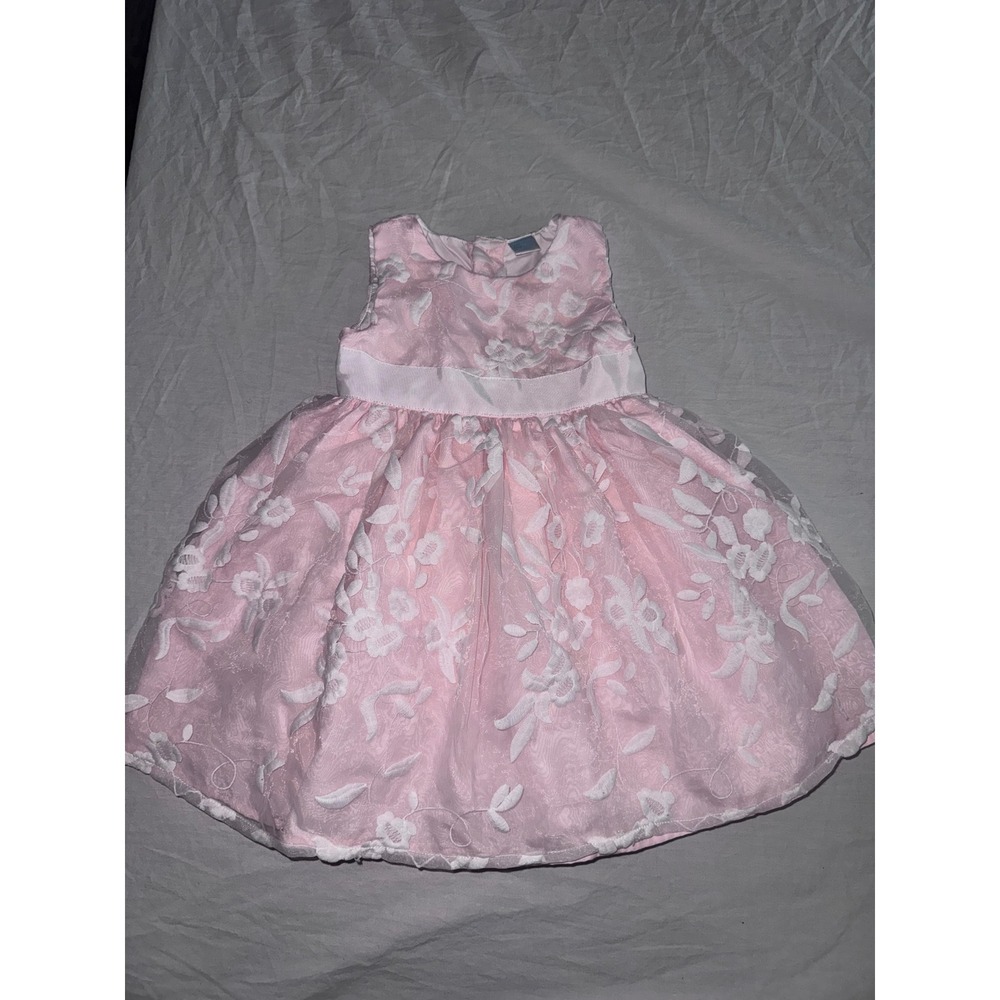 Edgehill Collection Girls Pink Floral Lace Tulle Party Dress Size 2T Bow Back